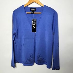 Requirements Blue Embroidered Blouse Top long sleeve Size-Med New with T…